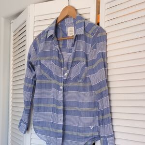 American Eagle Outfitters Blue Striped Shirt